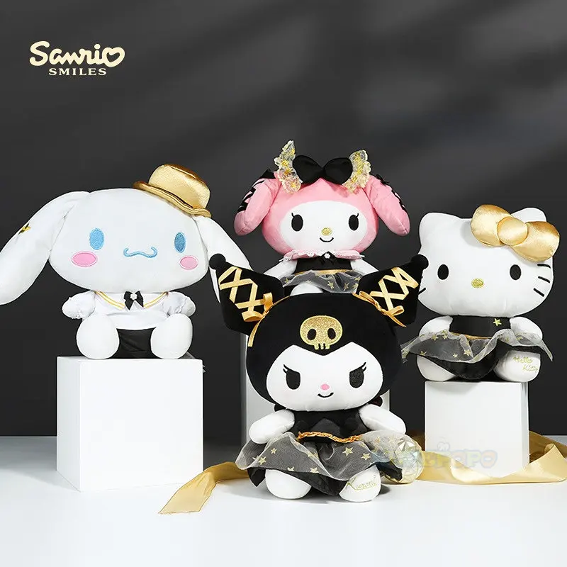 

SALE Authentic Tag Sanrio Kuromi Hello Kitty Anime Plush Black Gold Series My Melody Stuffed Toy Kawaii Plush Toy Doll