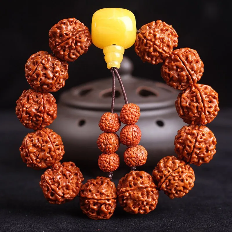 Тибетский стиль Rudraksha Коллекционные предметы-браслет с автографом Натуральные