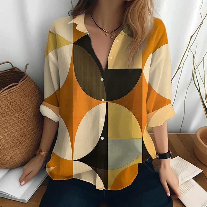 

Fashionable Temperament Lapel Long -sleeved Shirt Outdoor Shopping Comfortable Casual Shirt Autumn New 3D Printed Shirt