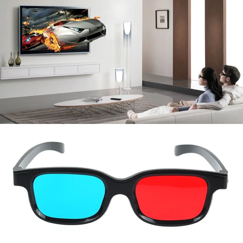 

1PC New Red Blue 3D Glasses Black Frame For Dimensional Anaglyph TV Movie DVD Game and For Amblyopia Training Eyeglasses