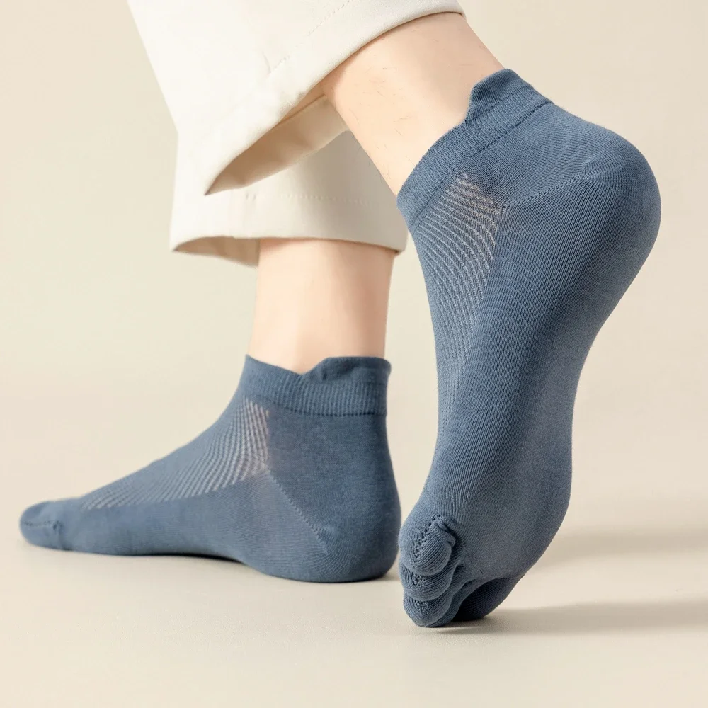 Носки мужские с отдельными пальцами летние сетчатые до щиколотки низким вырезом