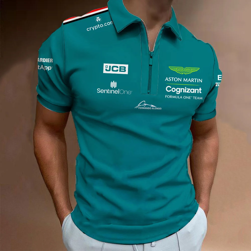 

Fashion Aston Martin 2023 F1 Team T-shirts Spanish Racing Driver Fernando Alonso 14 and STROLL 18 Hot Sale Oversized Polo Shirts