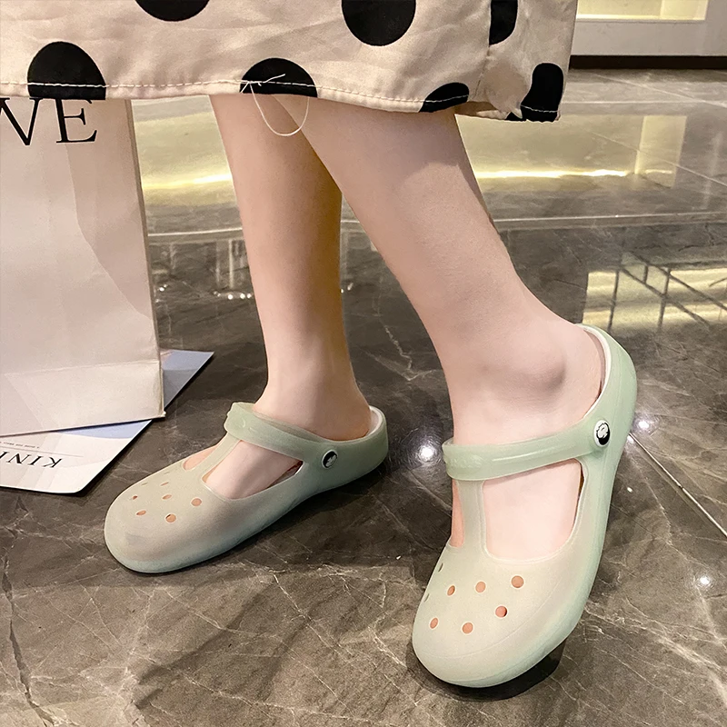 YISHEN Summer Women's Sandals Mary Jane Jelly Shoes Casual Transparent Shoes Footwear Sandals For Girls Sanitary Clogs Woman