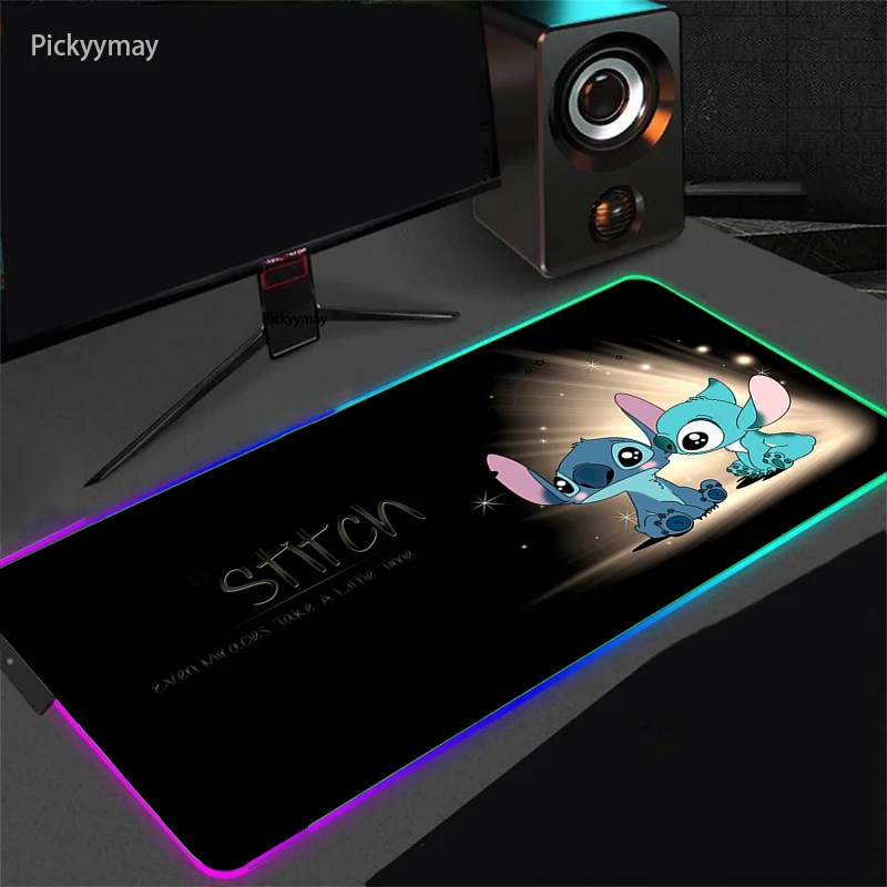 

Stitch Large RGB Mouse Pad XXL Computer Keyboard Carpet Gaming Mouse Mat LED Light Gamer PC Table Mats USB Gaming Desk Mousepad