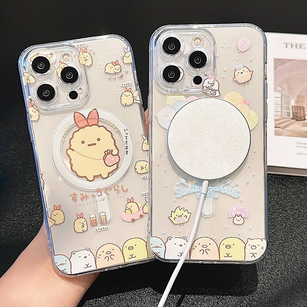 Милый мультяшный Sumikkogurashi Magsafe Магнитный чехол для телефона Samsung Galaxy S24 S23 S22 S21 S20 FE