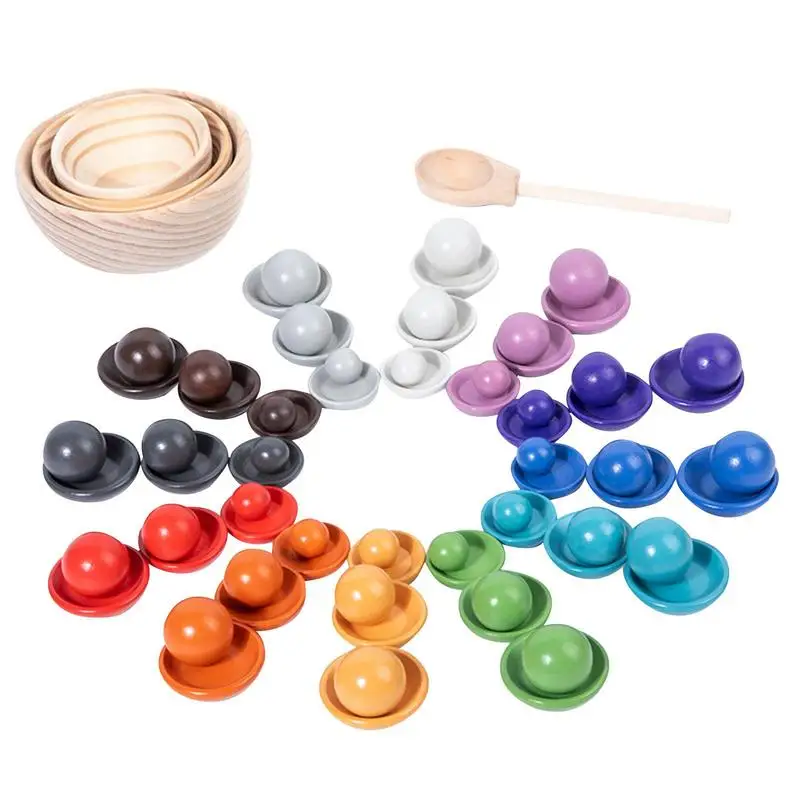 

Color Sorting Toys Balls In Saucer Montessori Toy Wooden Educational Preschool Toy For Early Learning Children's Indoor