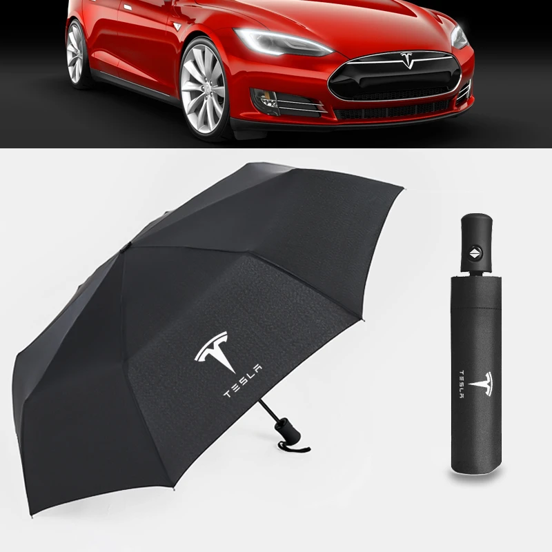 

Автоматический зонт с защитой от дождя и ветра, дорожные солнцезащитные зонты заднего хода, складной зонт для Tesla Model 3 X S Y, креативный автомо...