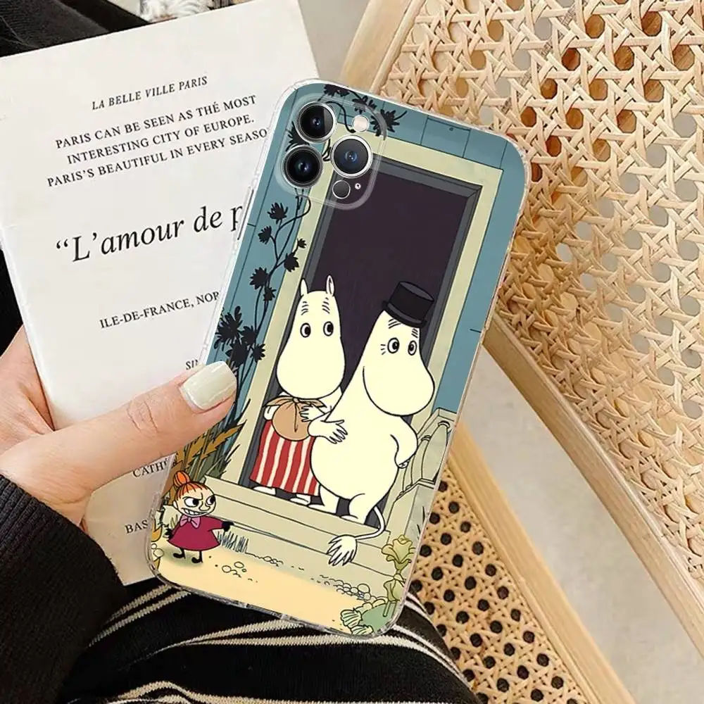 Фото Прозрачный мягкий чехол для телефона с изображением аниме M-Moomins для IPhone 15, 12, 14, 16, 17, 13 Plus 11 Pro Max 13 Pro №5