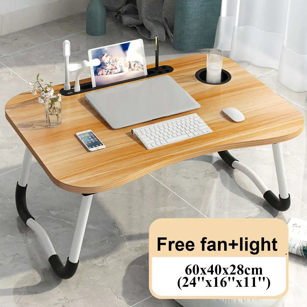 Home Folding Laptop Desk for Bed & Sofa Laptop Bed Tray Table Desk Portable Lap Desk for Study and Reading Bed Top Tray Table