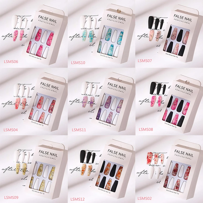 

24Pcs Gorgeous Detachable French Ballerina Gradient Color False Nails Stiletto Fake Nails Full Cover Manicure Press On Nails