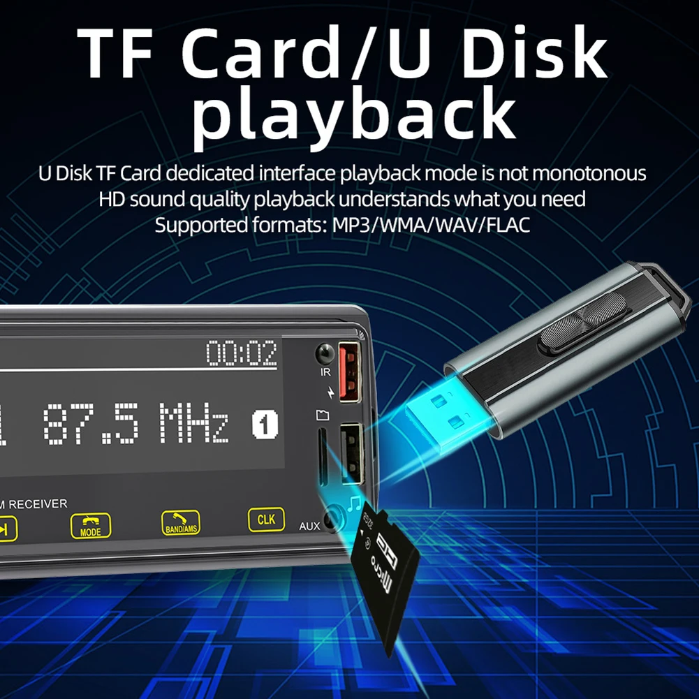 1DIN цифровой MP3-плеер USB AUX Bluetooth-совместимый FM-аудио 2 5-дюймовый сенсорный экран