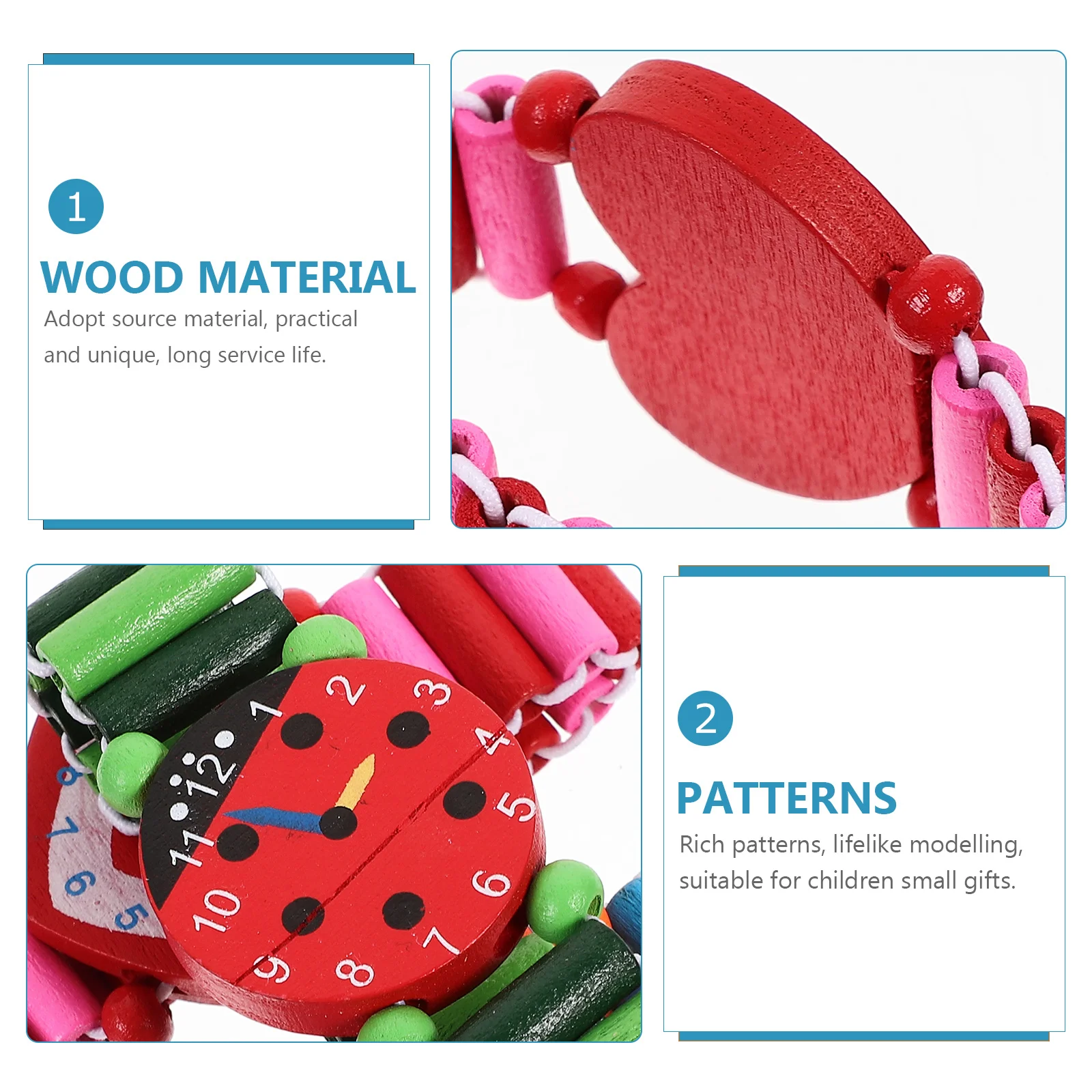 3 шт. часы для игр малышей детские деревянные наручные умный студент с героями