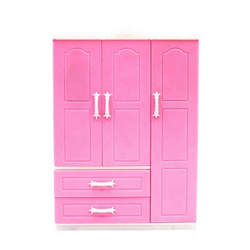 

New Closet for Barbie Dolls Fashion Toy Open Wardrobe Clothing Organizer with Plastic Hanger Dollhouse Furniture Accessories