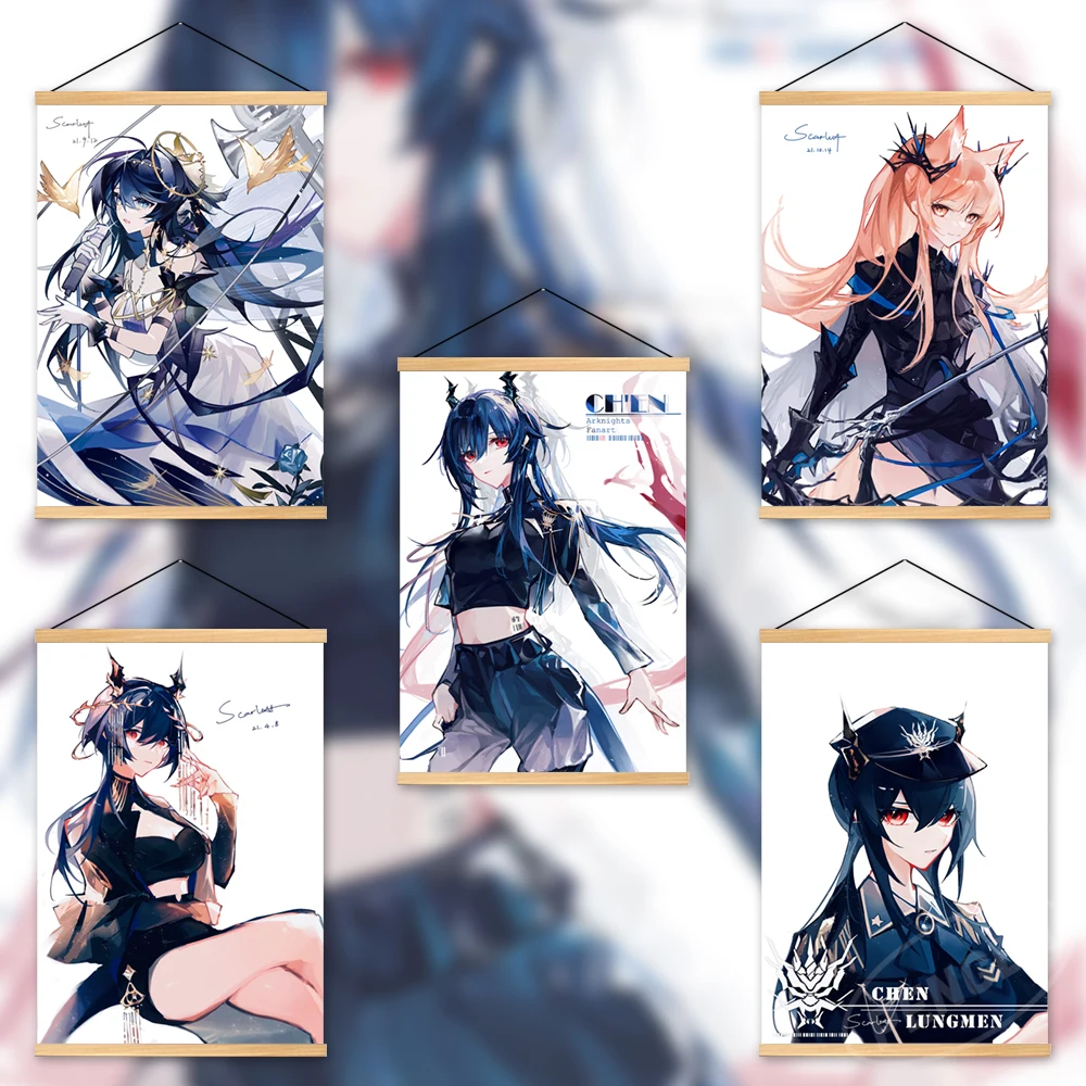 

Canvas Arknights Print Painting Ch'en Wall Artwork Picture Poster Dossoles Soliday Home Decor Shamare Hanging Wooden Living Room