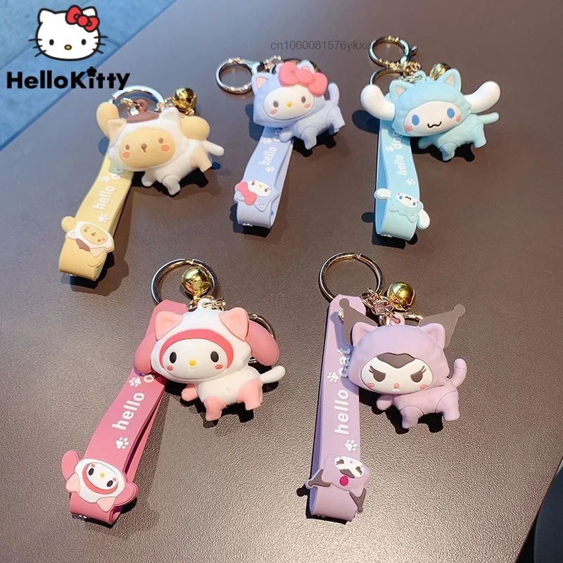 

Kawaii Anime Sanrio My Melody Kuromi Hello Kitty Cinnamoroll Keychain Couple Bag Pendant Accessories Toy Cute Cartoon Key Buckle