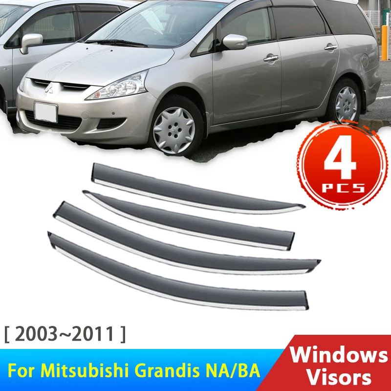 

Автомобильные оконные козырьки для Mitsubishi Grandis Space Wagon 2003 ~ 2011, аксессуары, ветрозащитные дефлекторы, защита от дождя, бровей, навес, отделка