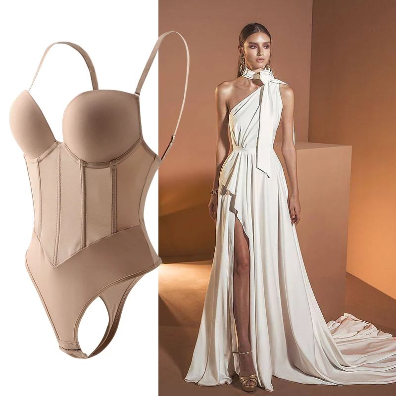 

Corset Large Size Underwear Retracted Tight Wedding Evening Dress Backless Shapewear Sexy Body Shapers Sling One Piece Bodysuit