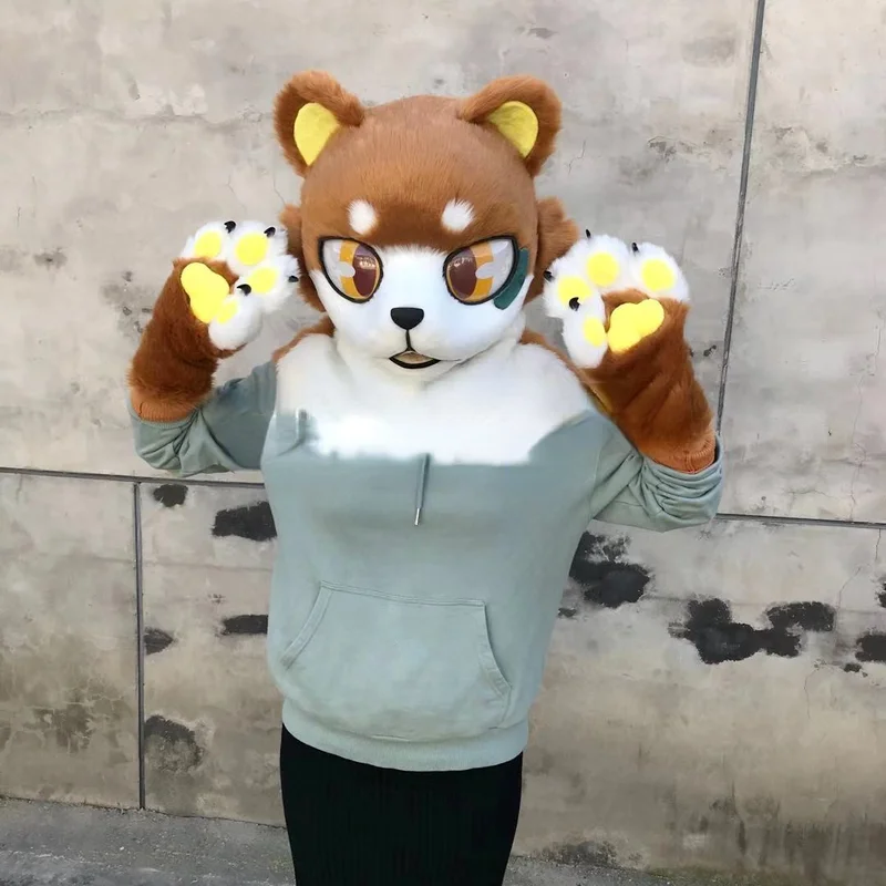 Пушистый костюм с головой животного пушистый на заказ голова Хэллоуин Рождество