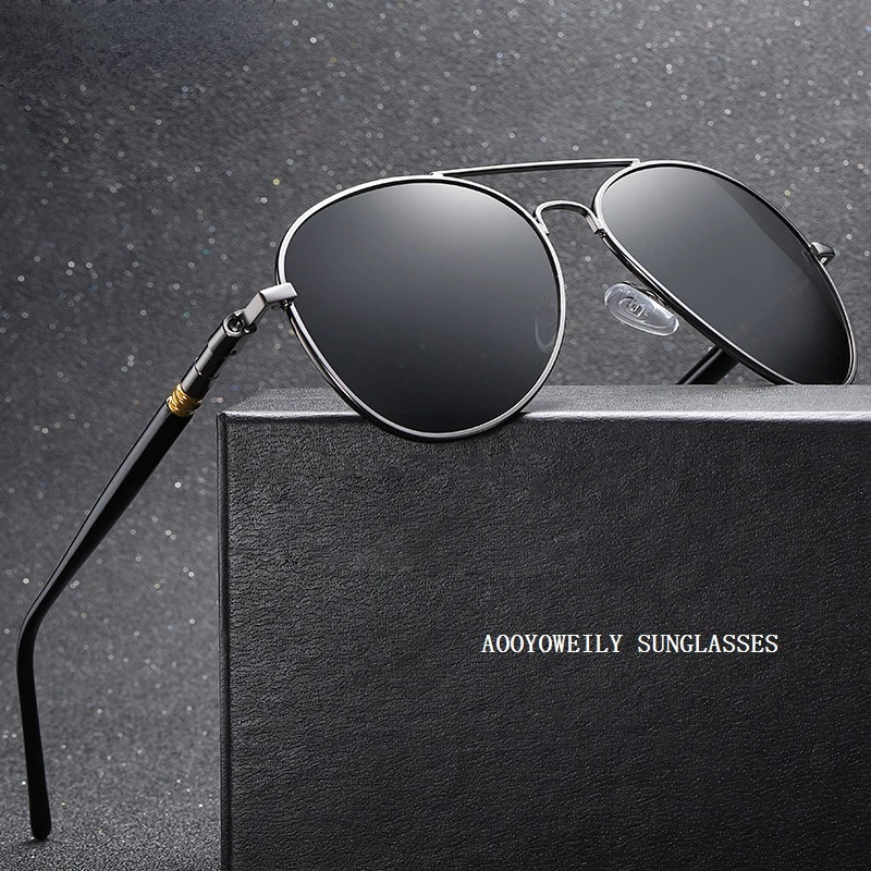 

Luxury Men's Polarized Sunglasses Driving Sun Glasses For Men Women Brand Designer Male Vintage Black Pilot Sunglasses UV400