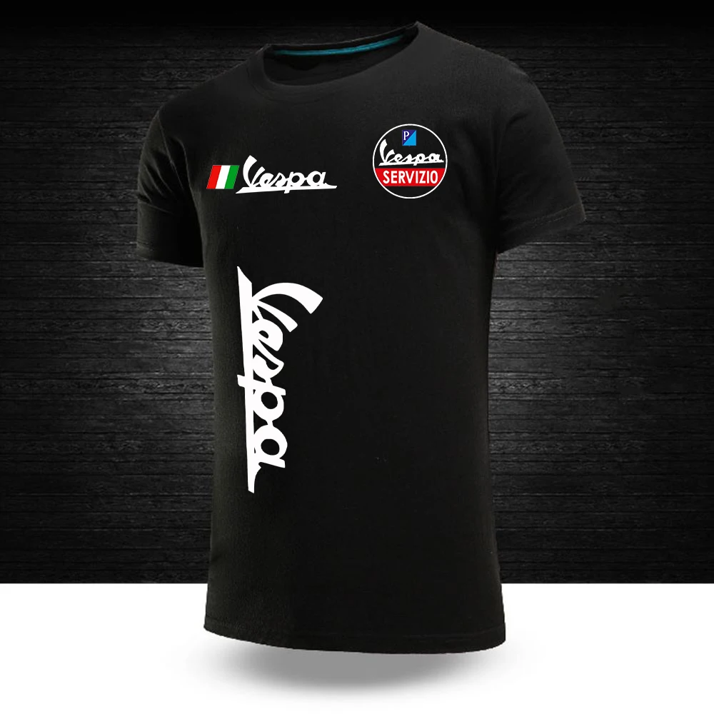

2022 летние однотонные футболки Vespa с логотипом Harajuku с принтом и коротким рукавом, удобные спортивные топы