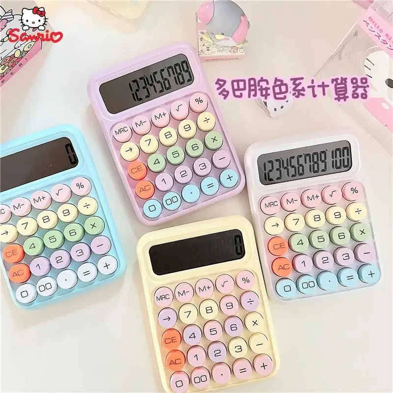 

Мультяшные аксессуары Sanrios Kitty Kawaii милый красочный офисный студенческий калькулятор высокой стоимости Настольный кремовый компьютер детский подарок