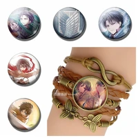 anime attack on titan eren dallis zacklay glass dome vintage knit leather handcrafted bracelet hot games accessories gift