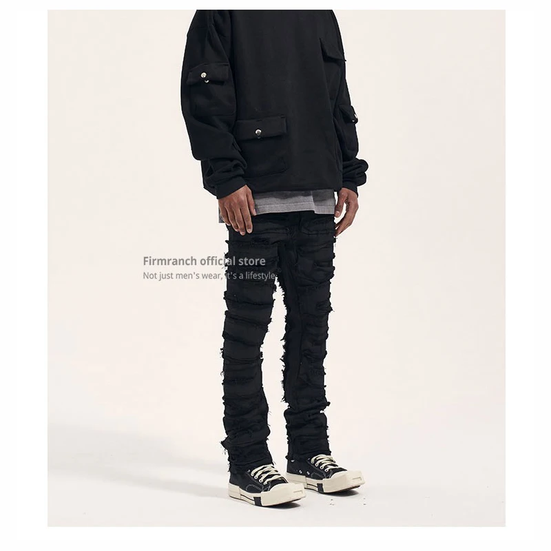 Новые черные Вощеные джинсы firmранчо для мужчин и женщин 2022 архивная Мода Хип-Хоп