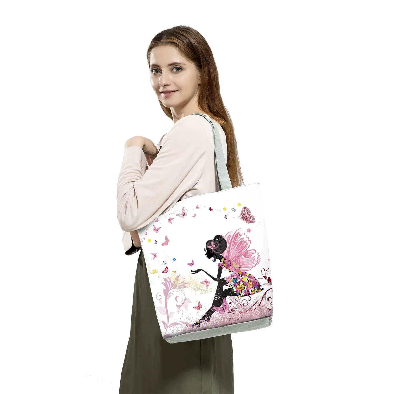 Эко-многоразовые сумки для покупок ing Girl, женские большие сумки-тоуты, новинка 2023, модные сумки с индивидуальным рисунком, сумка на плечо
