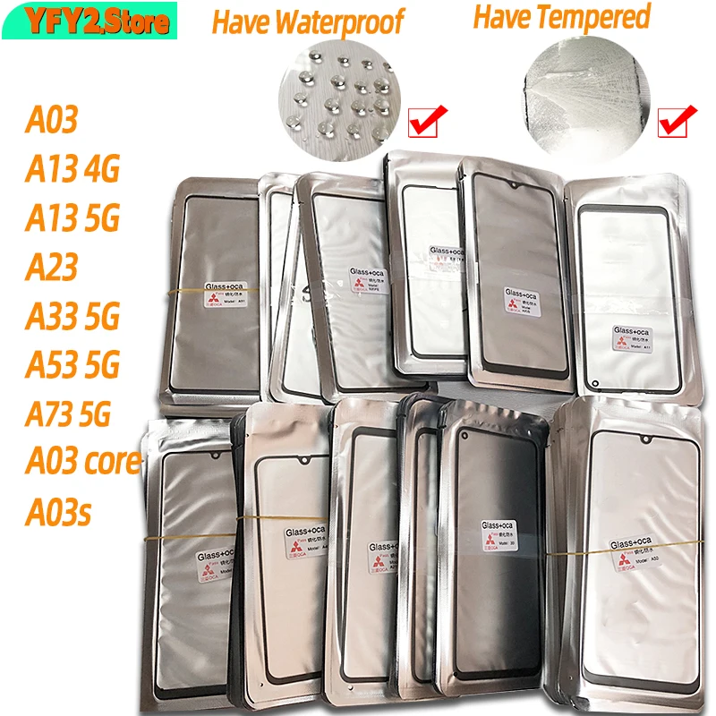 10 шт. AAA ЖК передний сенсорный экран стеклянный внешний объектив с пленкой OCA для Samsung Galaxy A03 Core A13 A33 A23 A53 A73 Φ A03s