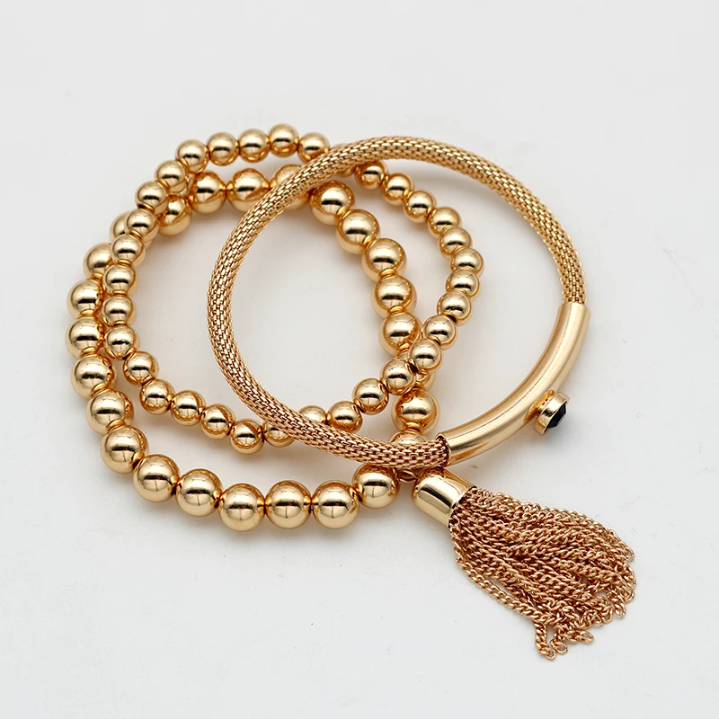 

Vintage Round Bead Bracelet Bangles for Women Elastic Hands Jewelry Set Fashion Tassel Charm Stretch Friendship Bracelets