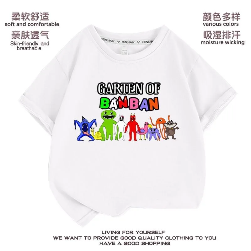 

Garten of Banban Short-sleeved T-shirts for Children, Cartoon Cotton Tops, Summer Trendy Clothes, Fashionable and Versatile