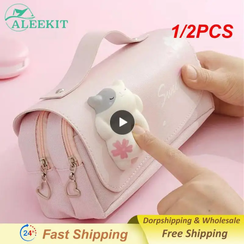 

1/2PCS Multifunctional Large Capacity Decompression Pencil Case Cute Korean Stationery Cases Boys School Supplies Kawaii Pouch