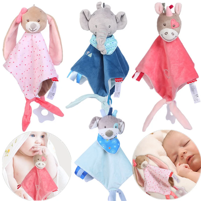 

Infant Sleeping Plush Toys Baby Appease Bib Bebe Dolls Sound Ball Bunny Unicorn Reassure Fleece Towel Chewable игрушки для детей