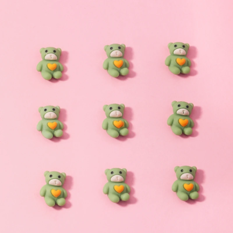 

10pcs 3D Cartoon Gummy Bear Cherry Nail Art Resin Green Brown Bear Kawaii Nail Supplies DIY Nail Decoration Accessories