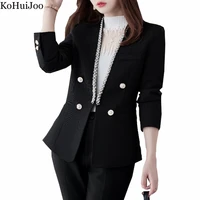 kohuijoo ladies blazers for spring 2022 fashion double breasted slim beading suit jackets women large size elegant suit jacket