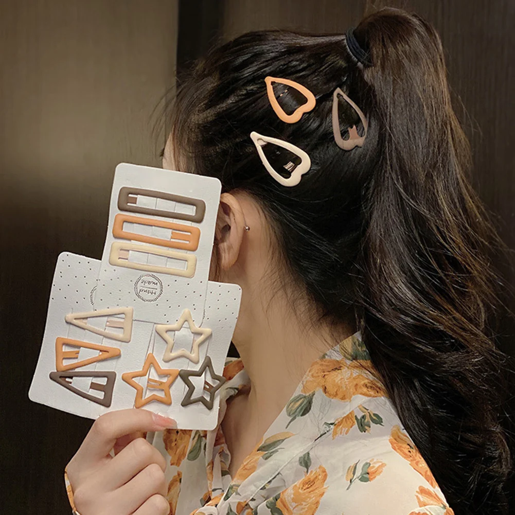 

New Women Girls Cute Frosted Milk Tea Color Waterdrop Shape Star Hairpins Sweet Hair Clips Barrettes Slid Clip Hair Accessories