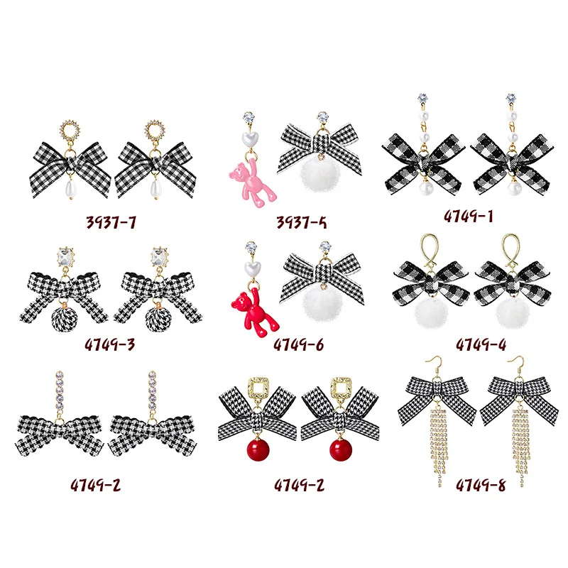 

Женские серьги с жемчугом и бантом, черно-белые серьги с кисточками, ювелирные изделия Y2k, 2023