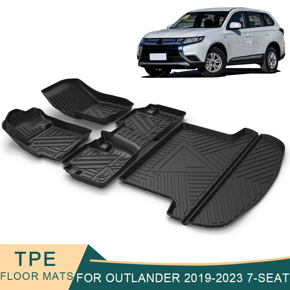 

Коврики для Mitsubishi Outlander 2019-2022, 7-местные автомобильные коврики, коврики для ног из ТПЭ для любой погоды, подкладка для груза, водонепроницаемые коврики, аксессуары для багажника