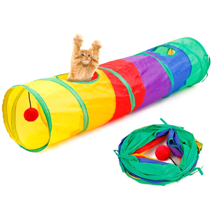 

Складной туннель для кошек, игрушки, котенок, кролик, комнатный и уличный подвесной тренировочный мяч, игрушки, туннель, игрушки, туннели, то...