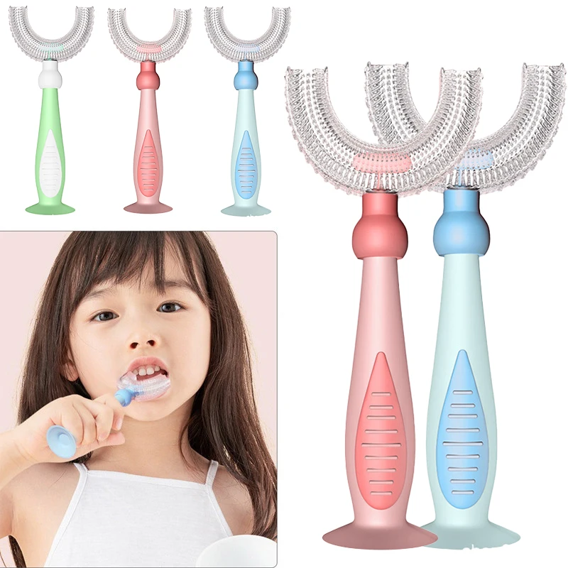 

Baby U Shape Toothbrush 360 Degree Teeth Clean Soft Food Grade Silicone Children Tooth Brush Kids Oral Care Supplies for Daily