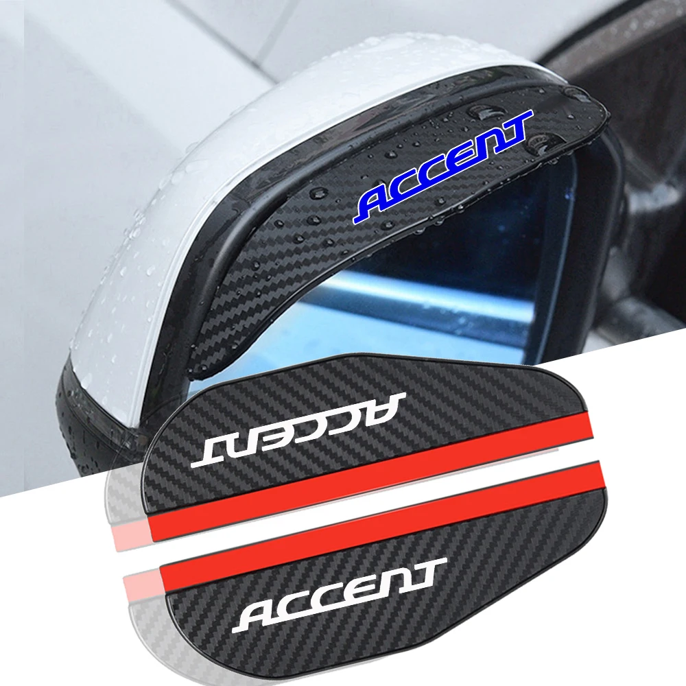 

2pcs Car Rear View Mirror Rain Eyebrow Visor Carbon Fiber For Hyundai Accent Accessories