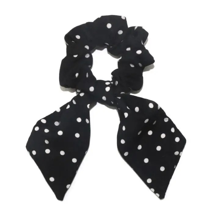 

Женские резинки для волос, резинки для волос в горошек с цветочным принтом и бантом, Женская эластичная резинка для волос, шарф-лента для кон...