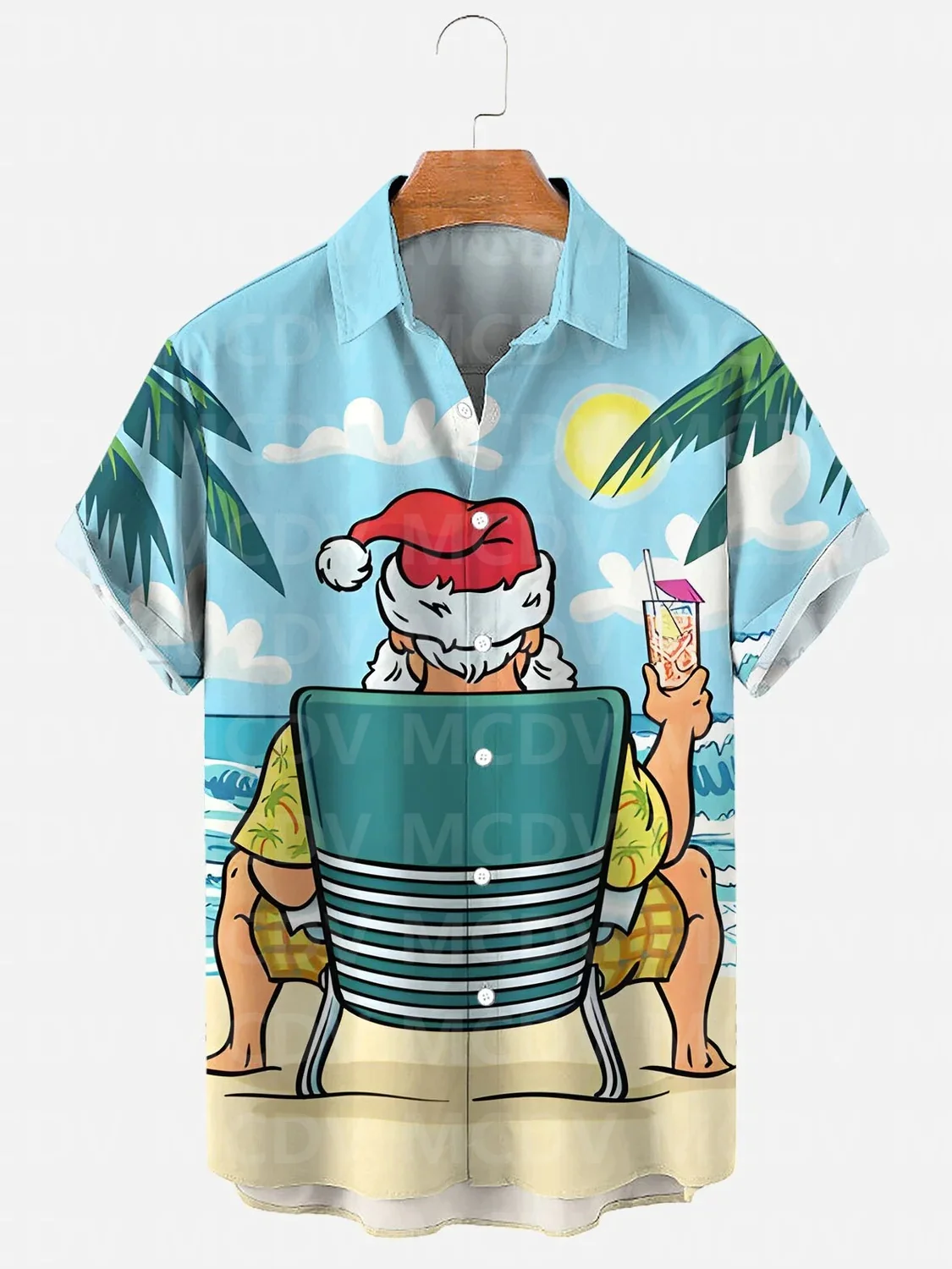 

Men's For Women's Christmas Santa Hawaii Surfing Print Casual Shirt Christmas Hawaiian Shirt