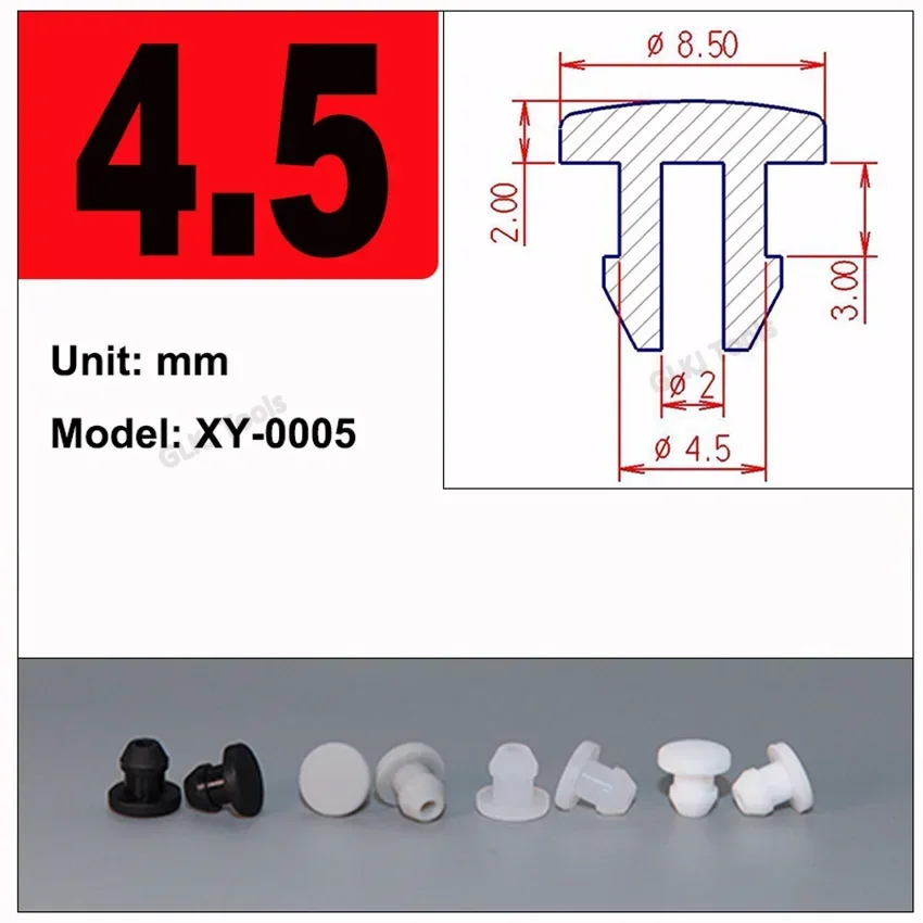 

10 шт., 2,5-12 мм, черные, белые, серые прозрачные силиконовые резиновые колпачки с отверстиями, Т-образная заглушка, защелкивающаяся прокладка, заглушка, уплотнительная пробка