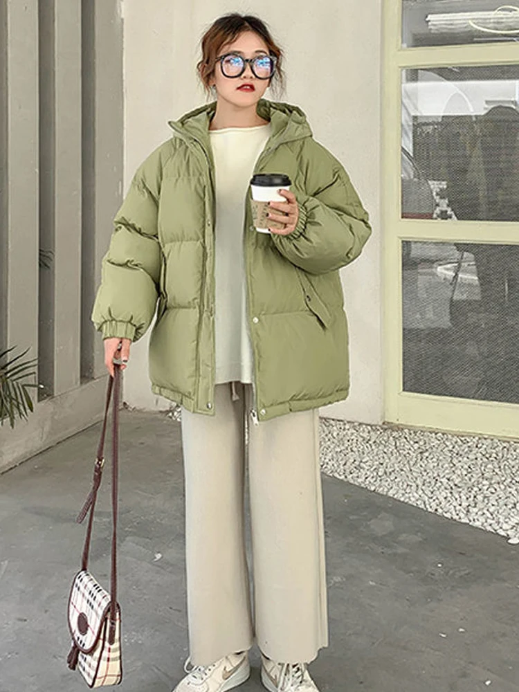 2022 Women Jacket Winter Fashion Thick Hooded Cotton Padded Coats Female Korean Loose Puffer Parkas Ladies Oversize Outwear
