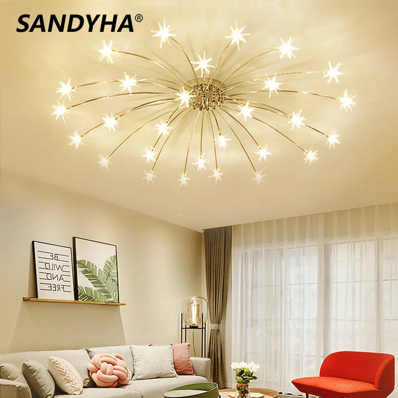 

Nordic Starry Romantic Led Ceiling Lamp Lampa Sufitowa Chandelier Light for Bedroom Living Room Lampara Techo Plafonnier Lampara