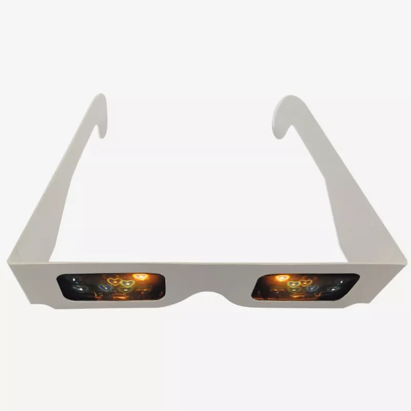 50pcs 3D Diffraction heart Rainbow Gratings Glasses White Paper Frame for Fireworks EDM Rave Laser wedding glasses |