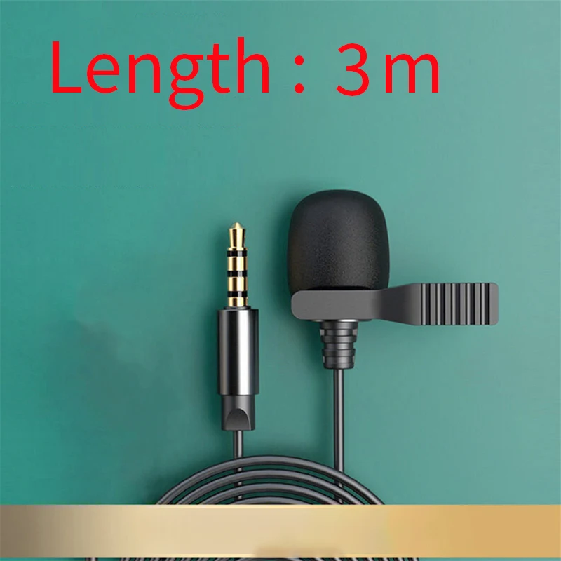 

3.5mm Microphone Clip Tie Collar for Mobile Phone Speaking in Lecture With Bracket Clip Vocal Audio Lapel Microphone Wire 3m