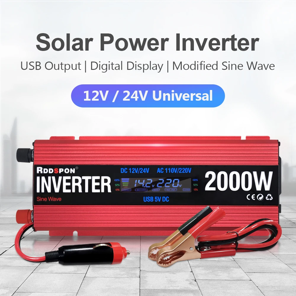 

Solar Power Inverter 600W 1000W 2000W Modified Sine Wave Inverters DC 12V 24V To AC 110V 220V USB Charger Transformer Converters