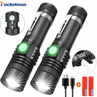 super bright v6l2t6 led flashlight tactical flashlights zoomable torch rechargeable flashlight waterproof torch 18650
